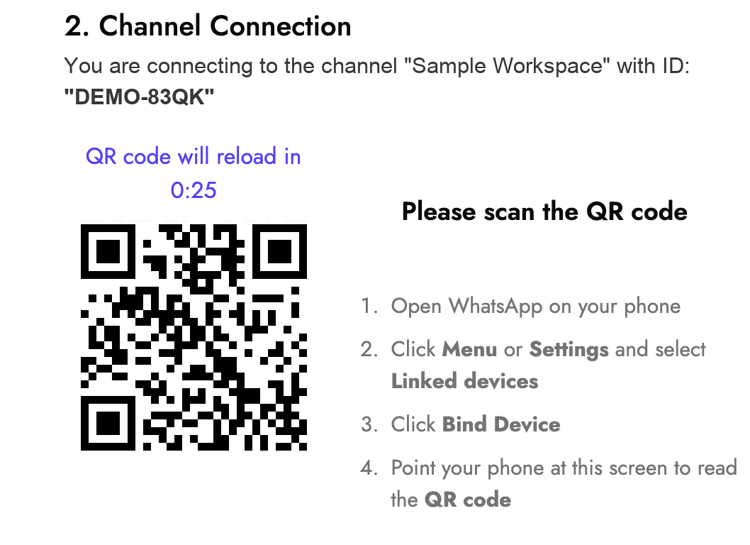 EZWhatsApp WhatsApp line QR connection screen
